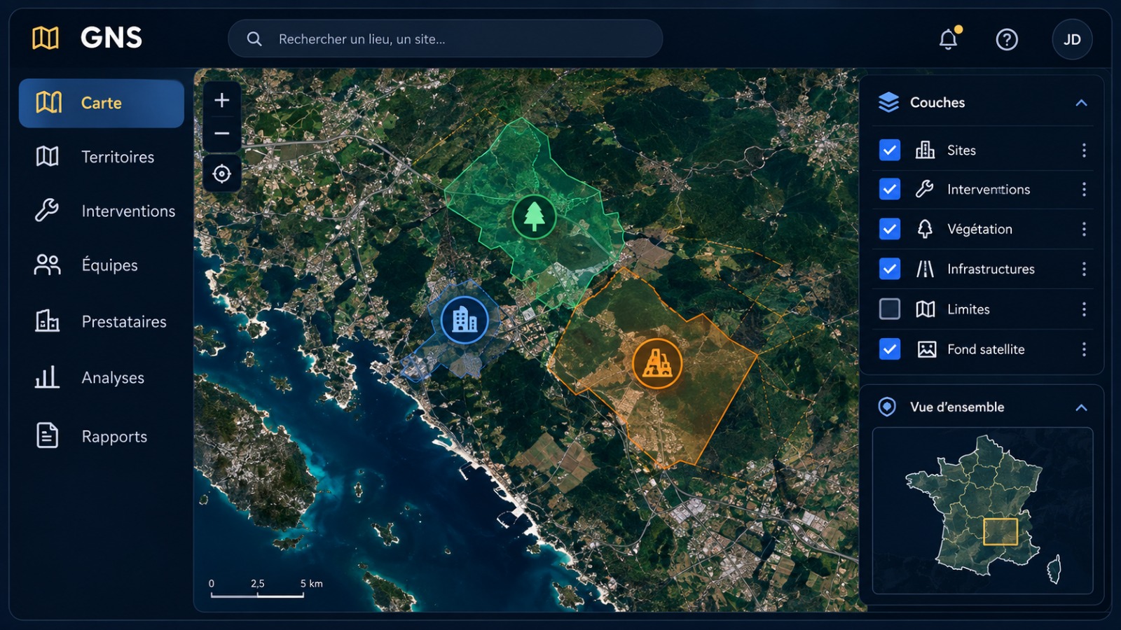 Exemple de tableau de bord GeoNatSat — Une solution adaptée à ceux qui gèrent les territoires